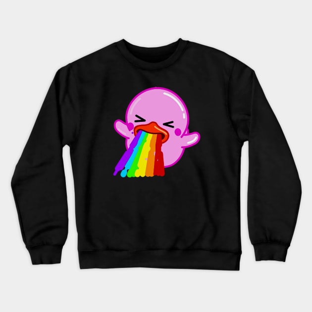 Funny Pink Rubber Duck Puking Rainbows Crewneck Sweatshirt by Wishtopia